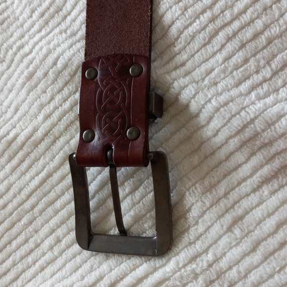 LEE RIVER Belt 8134 Buckle Belt Celtic Design Brown Leather SZ 28 (S) Ireland - Picture 6 of 9